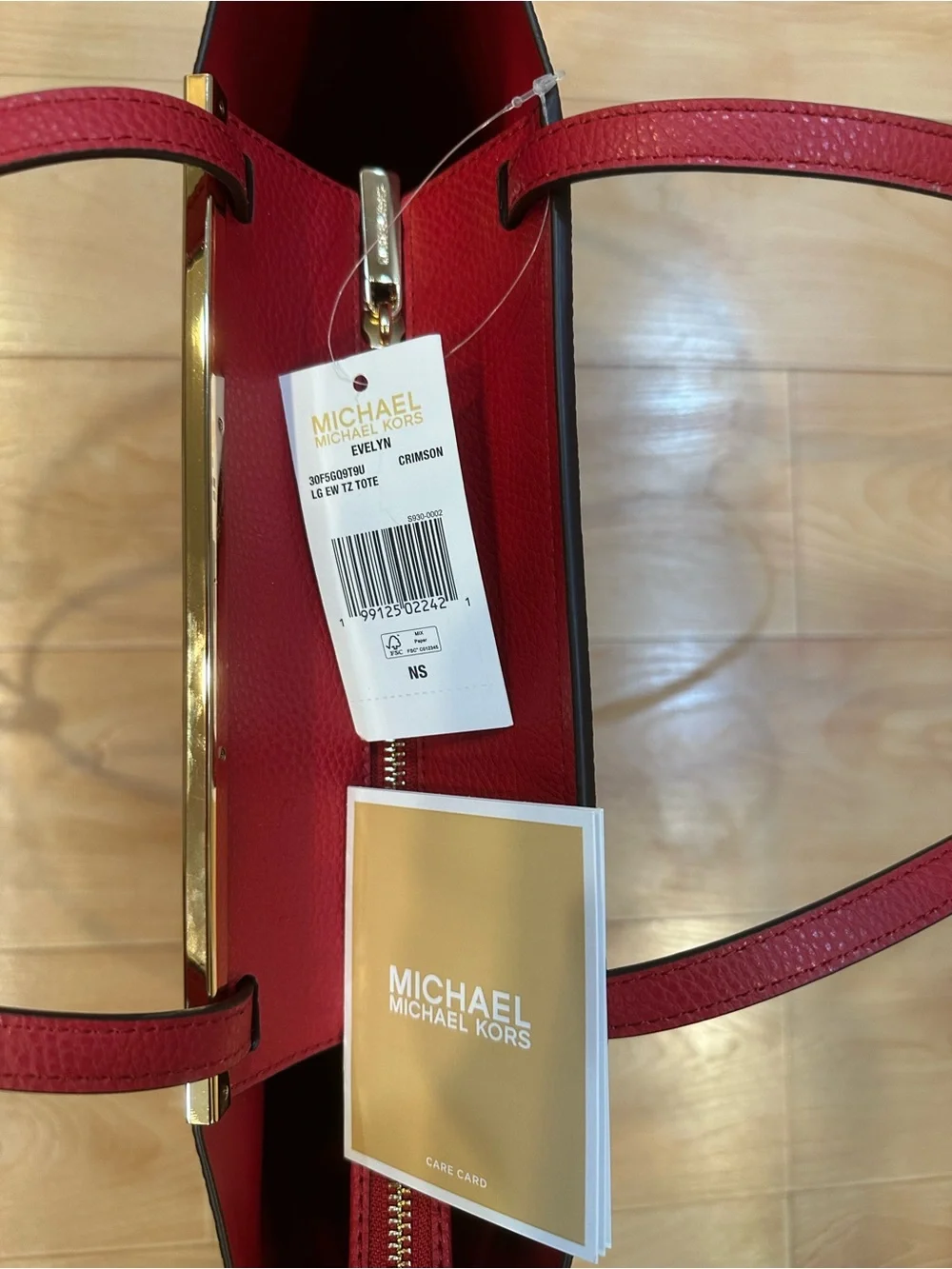 MWT Michael Kors Evelyn Large Raspberry Red Pebbled Tote Zip Top Shoulder Bag